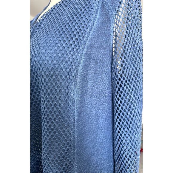 Chico’s Women’s Blue All-Over Mesh Drape-Front‎ Jacket Size XL - Picture 3 of 4